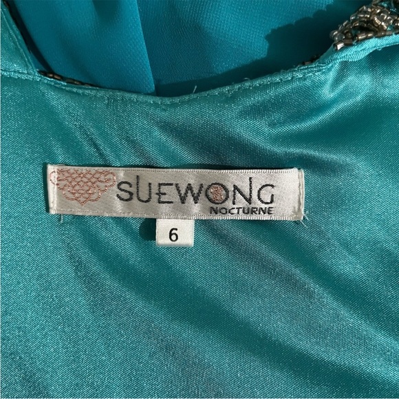 Sue Wong Turquoise Strapless Prom Gown - Picture 6 of 7